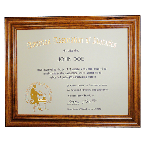 AAN Membership Certificate Frame - South Dakota